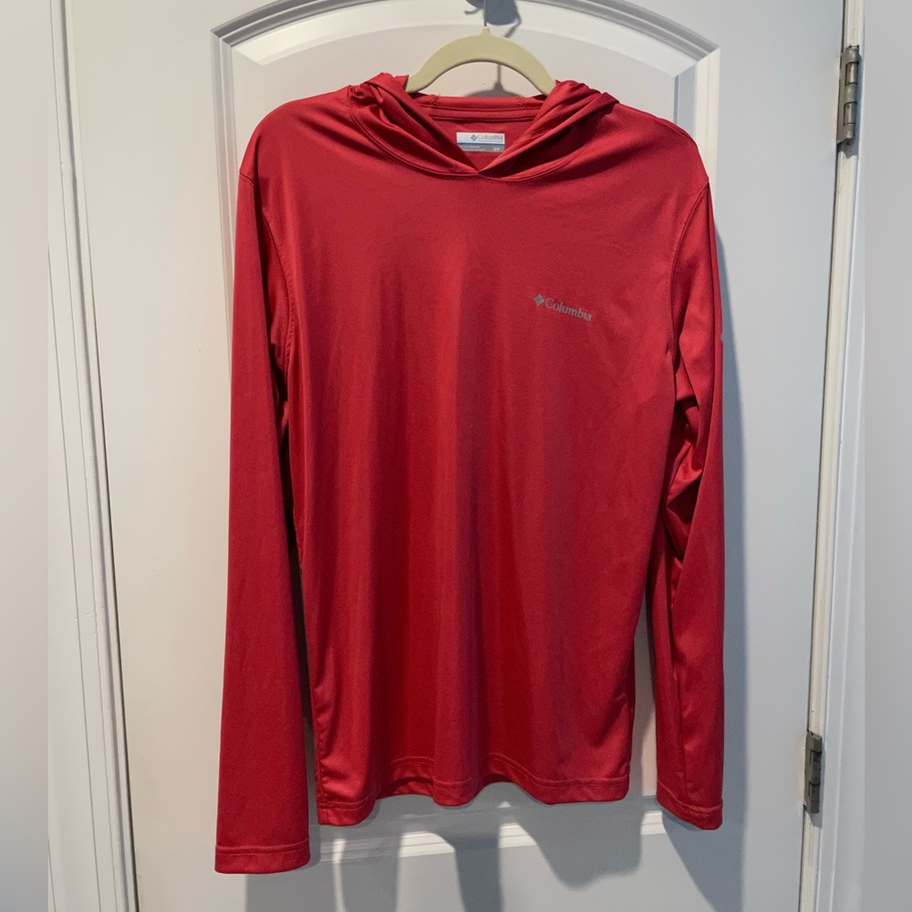Columbia Bright Salmon Orange Long-sleeve Size Small Running Shirt With Hood